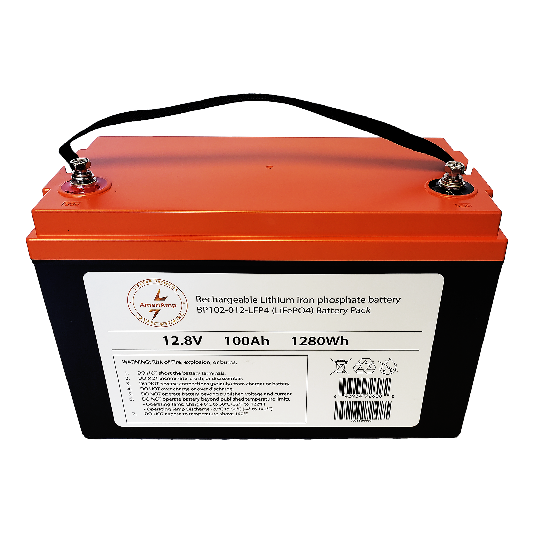 LiFePo4 12.8V 100AH Lithium Iron Phosphate Long Lasting Core Battery ( –  Ameriamp
